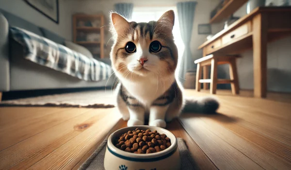 گربه به همراه غذا