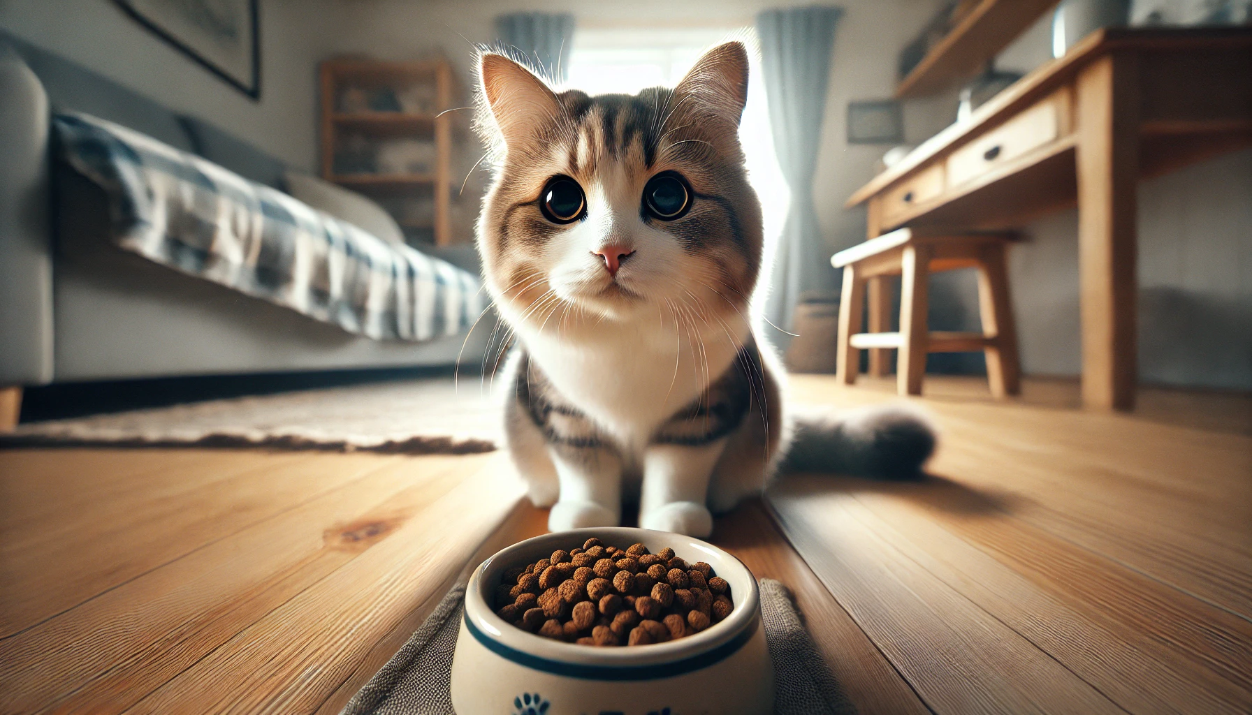 گربه به همراه غذا